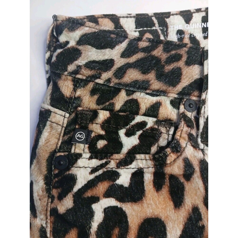 AG Adriano Goldschmied Pant Sz 25 Quinne Crop High-rise Kick Flare Leopard Print - Picture 4 of 16